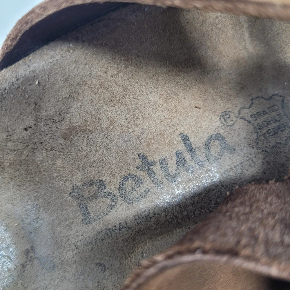Birkenstock Betula Sandals Womens EU7 US6.5 Brown Nubuck Triple Straps Buckles